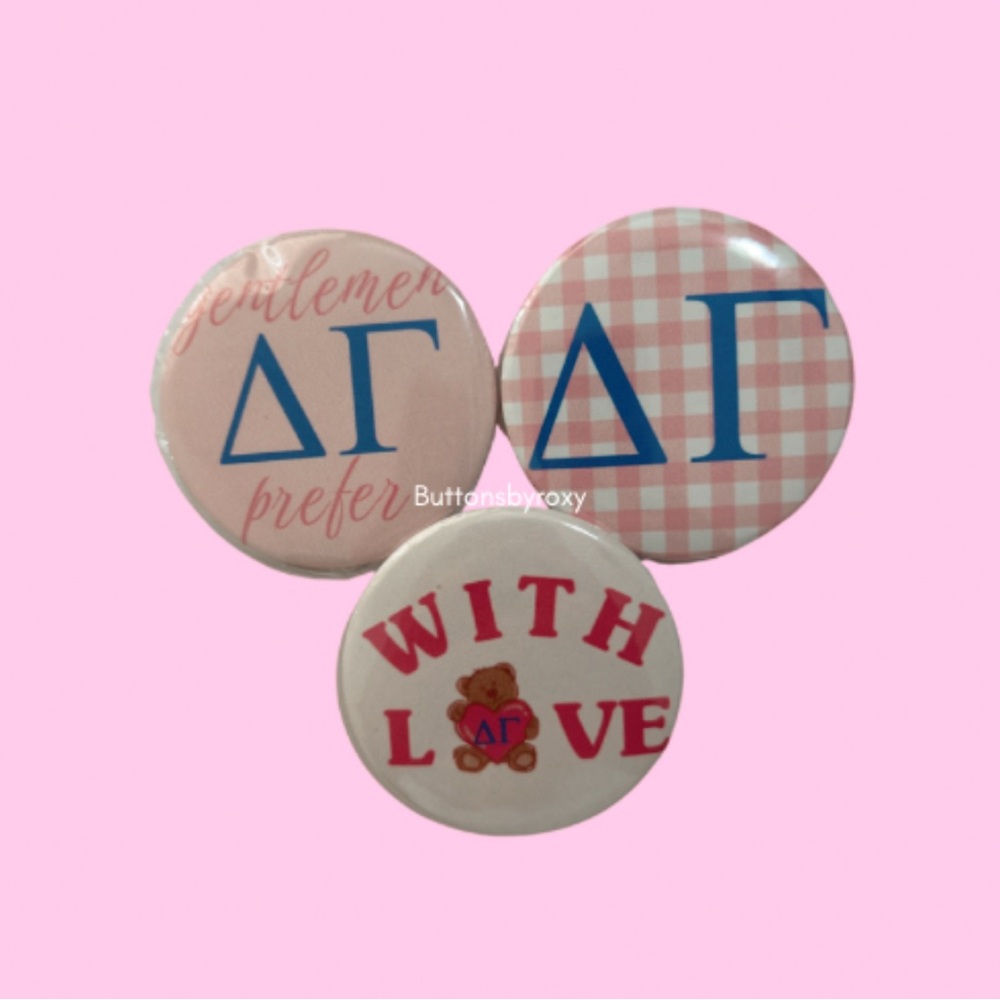 DELTA GAMMA button 3 pack